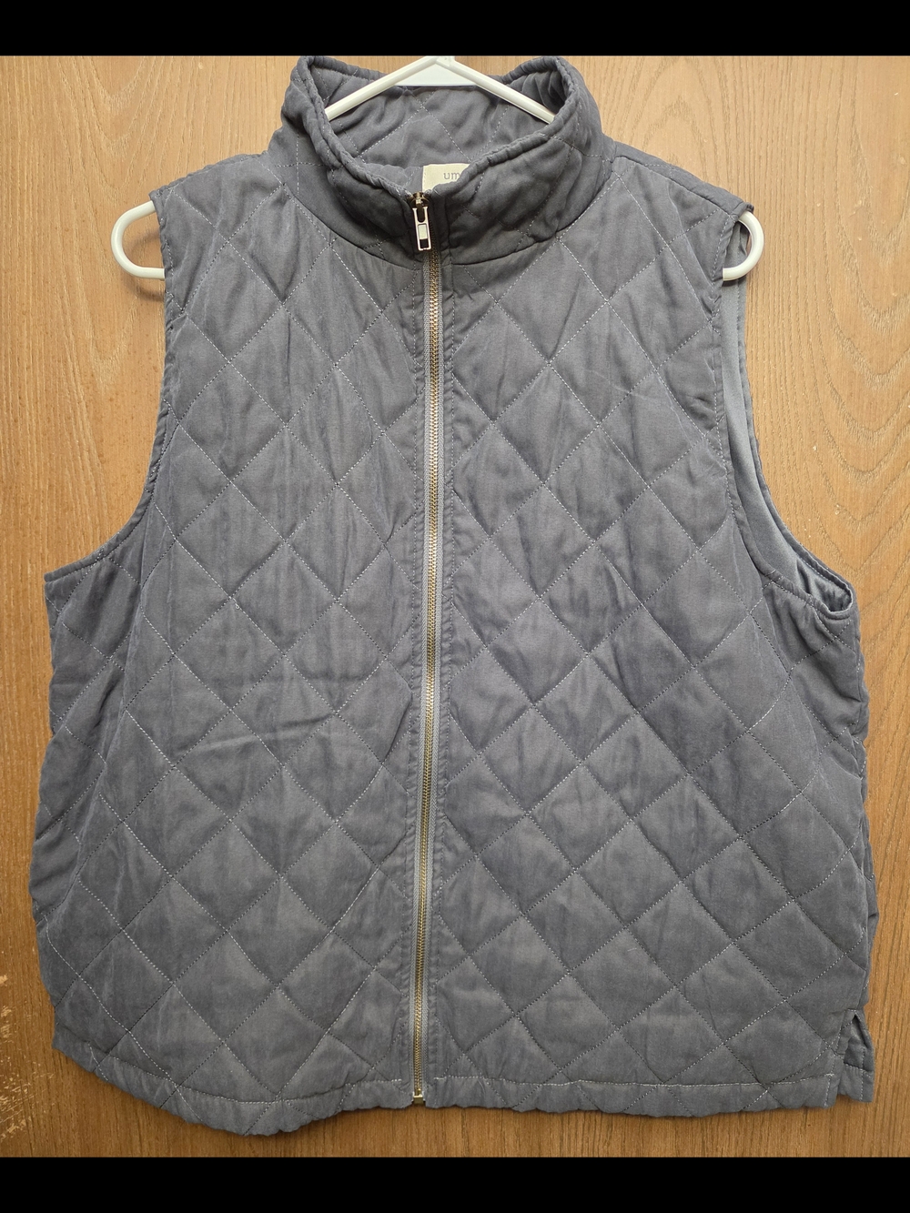 Umgee Quilted Sleeveless Vest in Slate Blue-Gray